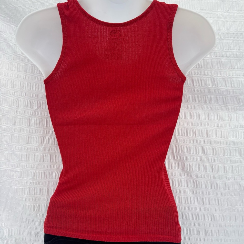 Red Ribbed Tank Top - Picture 2 of 5